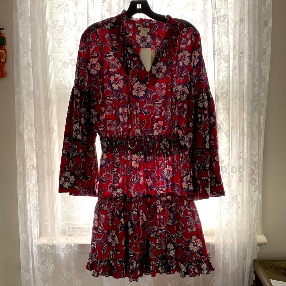 Shoshanna knee length mulberry bell sleeve dress